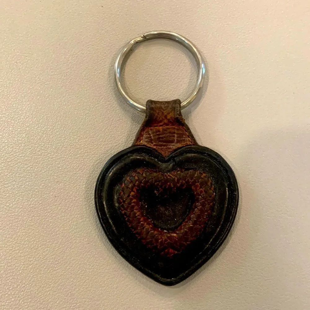 Vintage Brighton Leather Heart Keychain